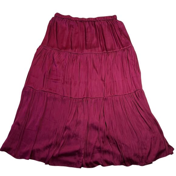 Banana Republic Tiered Soft Satin Skirt with Slit Size X-Large Pull On Colorful - Picture 2 of 8